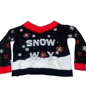 Holiday Time ugly sweater Christmas sequined Snow Way fuzzy SZ XL